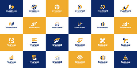 Collection of business financial investment logo. Abstract geometric corporate logo design template.
