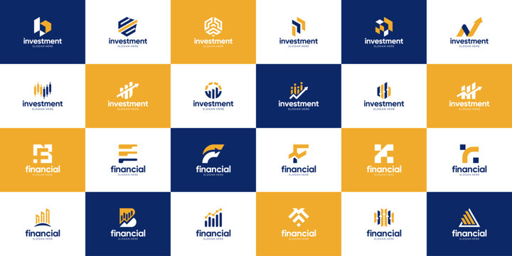 Collection of business financial investment logo. Abstract geometric corporate logo design template.