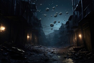 Asteroid Alley: A spooky alley formed by floating asteroids in space.