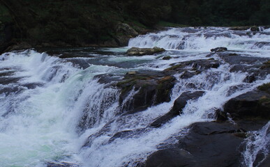 pykara waterfall, the beautiful cascade on pykara river located on foothills of nilgiri mountains,...