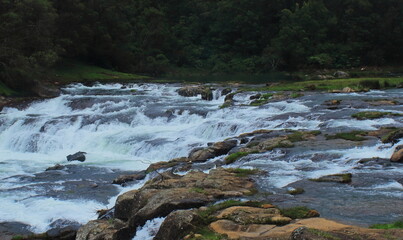 pykara waterfall, the beautiful cascade on pykara river located on foothills of nilgiri mountains,...
