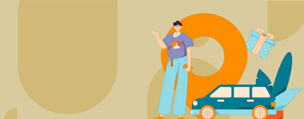Flat vector concept operation hand drawn illustration of people taking a taxi
