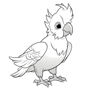 recommend clip art: Cute cockatoo cartoon vector line art simple coloring page for kids