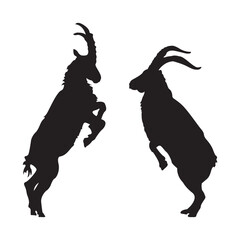 Male Goats Standing for Fight Silhouettes