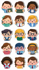 A collection of twelve adorable animestyle teacher stickers