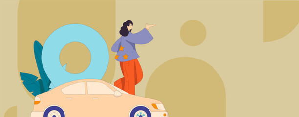 Flat vector concept operation hand drawn illustration of people taking a taxi
