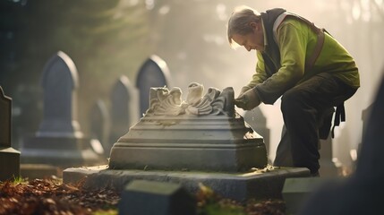 person in the cemetery