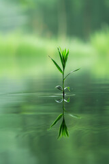 A single plant in its natural habitat, surrounded by negative space to draw attention to its beauty and simplicity. 