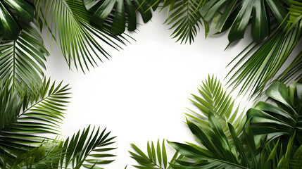 Digital white palm leaf border plant abstract graphic poster web page PPT background