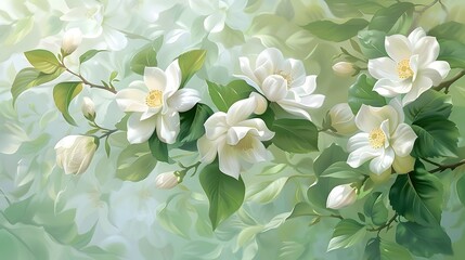 Exquisite Jasmine Floral Designed with Advanced Neural Networks - obrazy, fototapety, plakaty