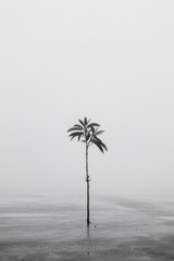 Obraz premium A single plant in its natural habitat, surrounded by negative space to draw attention to its beauty and simplicity. 