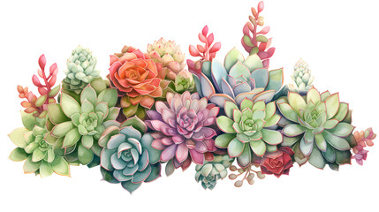 Digital vintage watercolor succulents plant abstract graphic poster web page PPT background