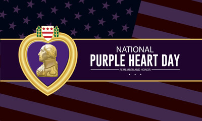 National Purple Heart Day August 7 Background Vector Illustration