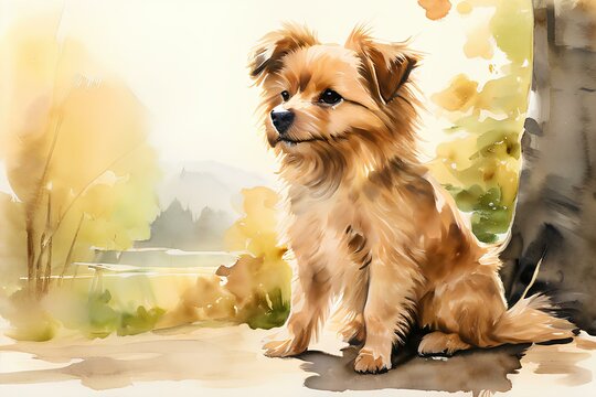 Draw an image of a dog in watercolor. Generative AI