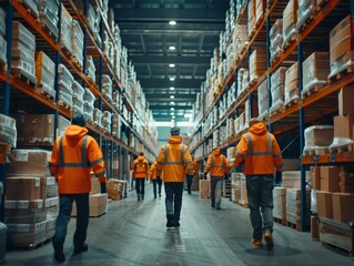 Workers in a warehouse. AI.