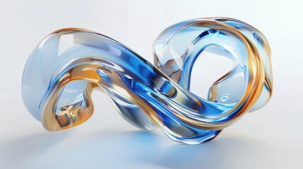Tranquil Fluidity, 3D Blue and Orange Swirls, Abstract Artistic Background with Copy Space