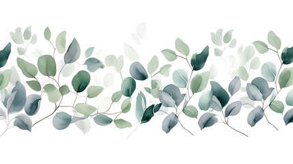 Digital watercolor green leaf border plant abstract graphic poster web page PPT background