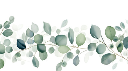 Digital watercolor green leaf border plant abstract graphic poster web page PPT background