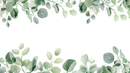 Digital watercolor green leaf border plant abstract graphic poster web page PPT background