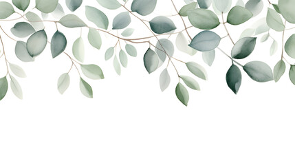 Digital watercolor green leaf border plant abstract graphic poster web page PPT background