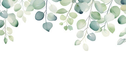 Digital watercolor green leaf border plant abstract graphic poster web page PPT background