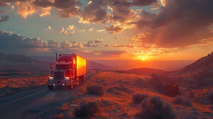 Sunset Road Trip: Semi-Truck Adventure in the Scenic Mountains