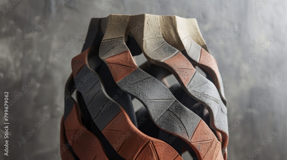 Poster A beautifully sculpted vase featuring a woven fabriclike pattern showcasing the unique capabilities of combining clay and textiles..