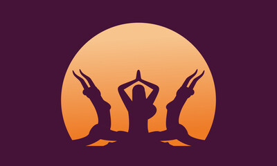 Yoga Day meditation parvastasna pose banner against pink lotus petals 