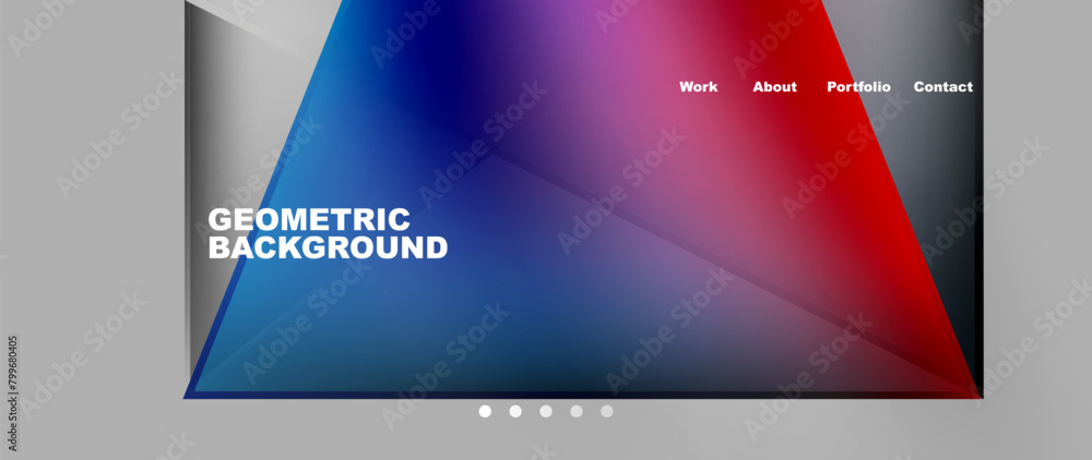 Poster a rectangular geometric background with electric blue, magenta, and purple triangles on a gray backg