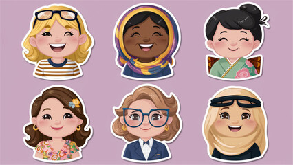 A collection of twelve adorable animestyle mother stickers