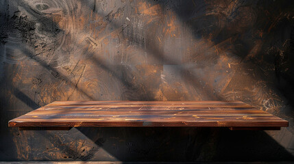 Wooden table with wooden background created with Generative Ai technology	