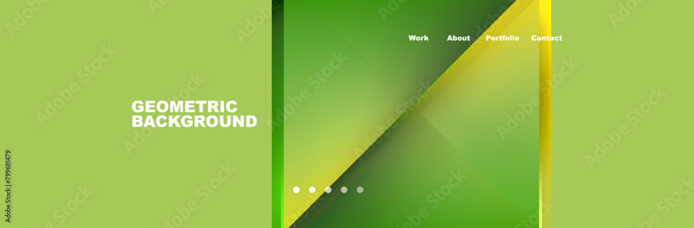 Poster a vibrant green and yellow geometric pattern, resembling a terrestrial plant, with a triangle in the