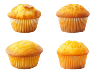 Collection of Corn Muffin isolated on transparent png background. Generative ai