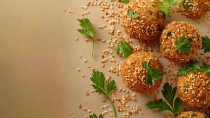 Falafel meal balls traditional cuisine bite copy space background