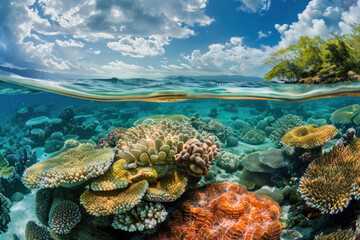 Underwater corals, coral reef, ocean underwater, tropical