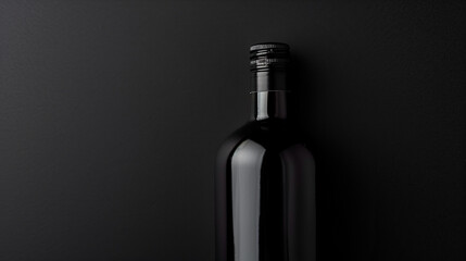 black bottle on black background created with Generative Ai technology	