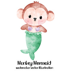 Mermaid Monkey, Cute monkey, Shell