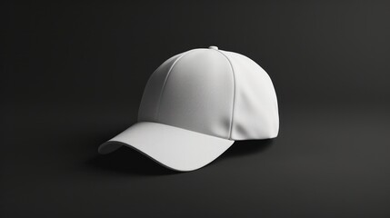 A white hat is sitting on a dark surface