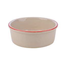 Dark beige bowl with orange rim on transparent png