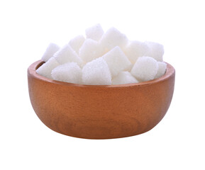 sugar cubes in brown wooden bowl on transparent png
