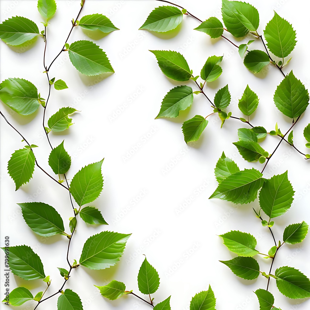 Poster abstract layout of tree leaves on isolated background