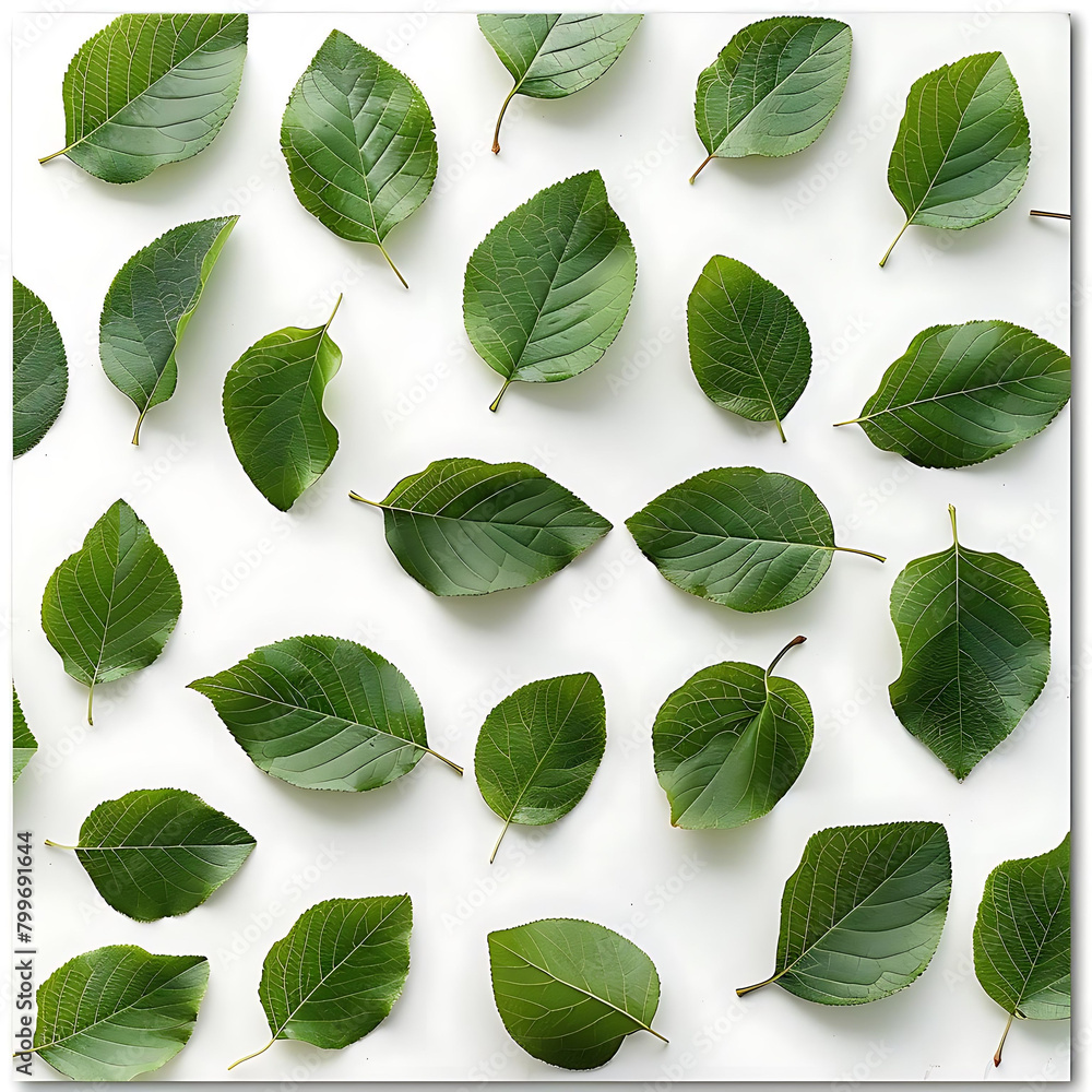 Poster abstract layout of tree leaves on isolated background