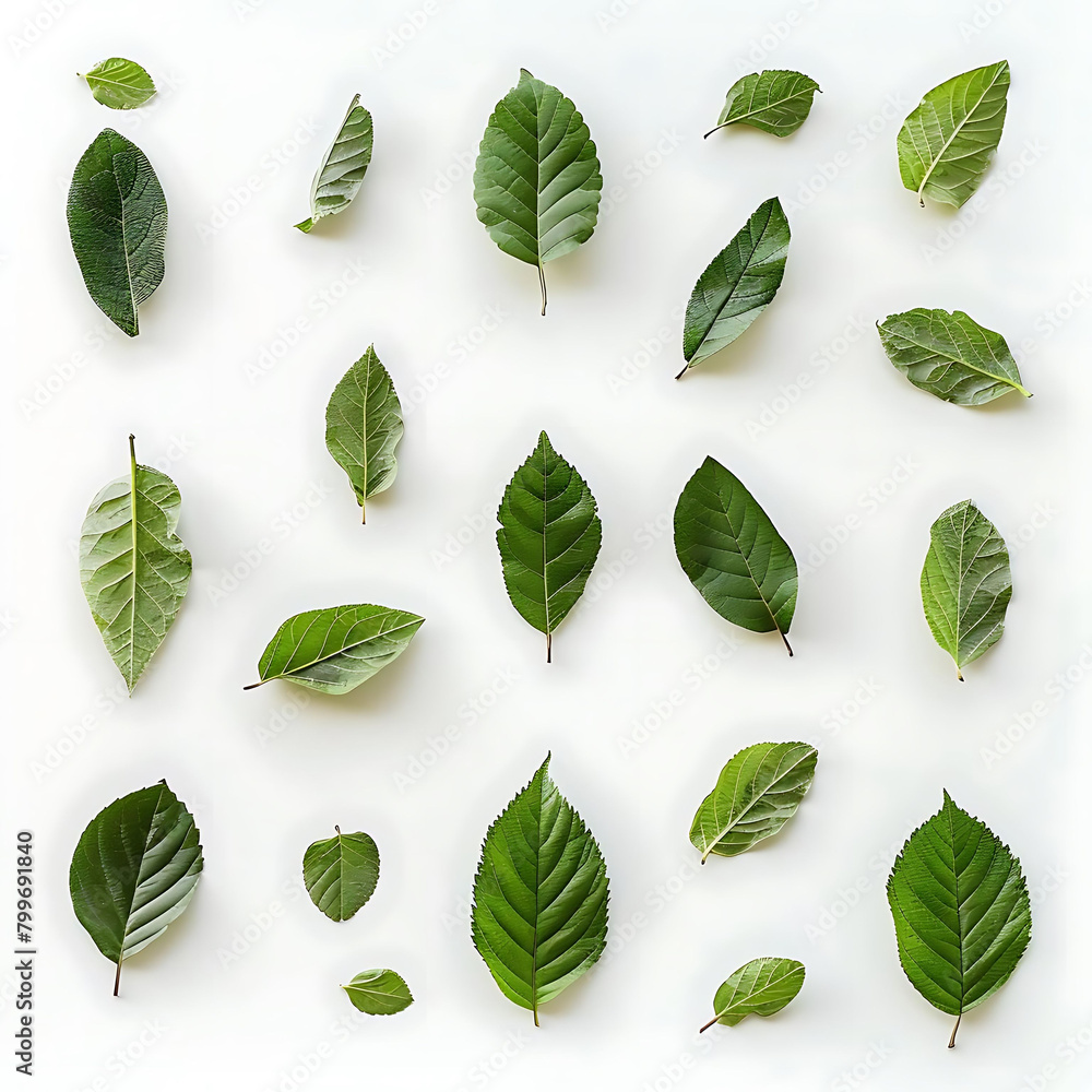 Poster abstract layout of tree leaves on isolated background