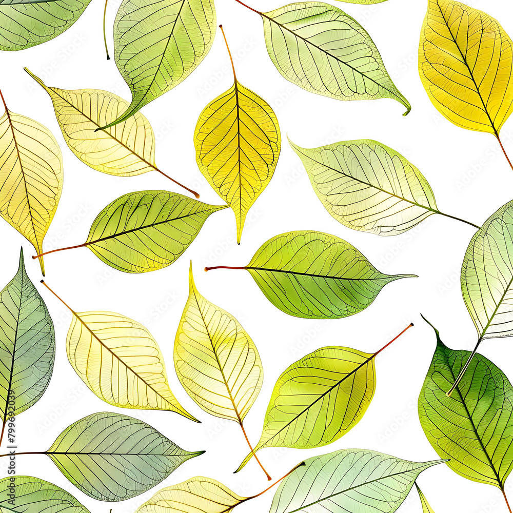 Poster abstract pattern of fresh tree leaves on clean isolated background