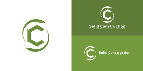 Abstract initial letter SC or CS logo in gradient green color isolated on multiple background colors. The logo is suitable for property and construction company icon logo design inspiration templates.