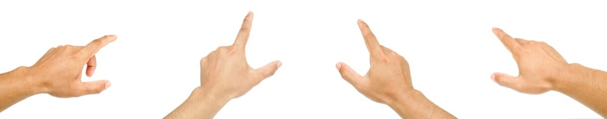 Set of images of men's hands making a gesture like I'm pointing at something.  Or touch the phone...