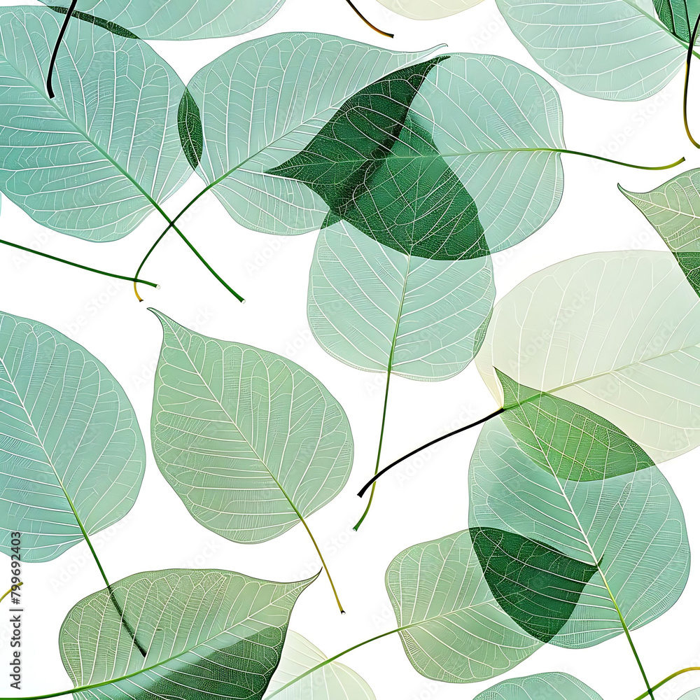 Aufkleber abstract pattern of fresh tree leaves on clean isolated background
