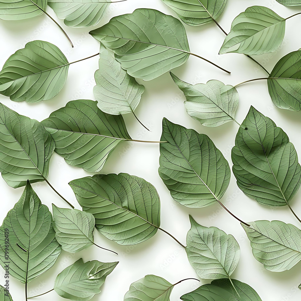 Poster abstract pattern of fresh tree leaves on clean isolated background