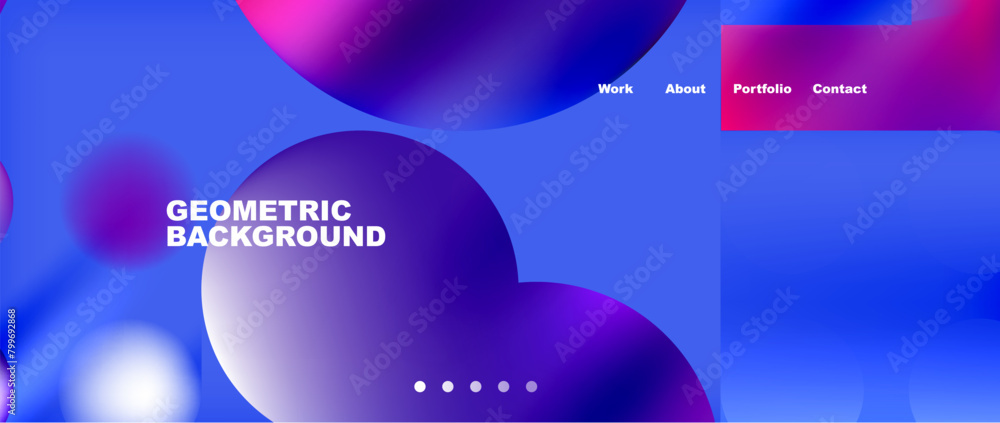 Aufkleber A geometric background featuring circles of purple and blue hues on an electric blue backdrop. The overlapping circles create a dynamic visual effect reminiscent of petals in bloom