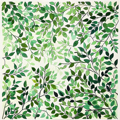 abstract pattern of green foliage on isolated background